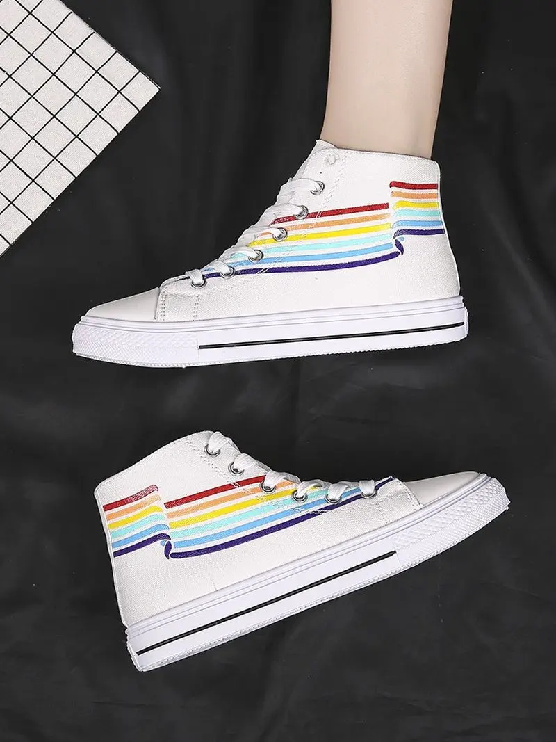 Кеды женские с вулканизированной подошвой кроссовки радужного цвета