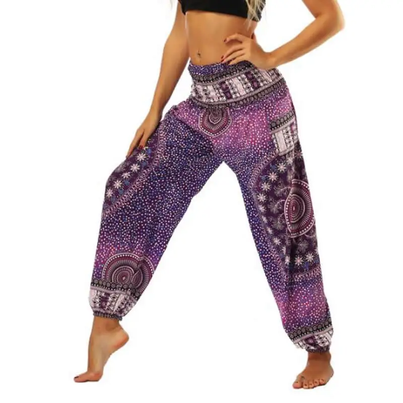 2021 модные брюки с богемным принтом праздничные пляжные шаровары Свободные