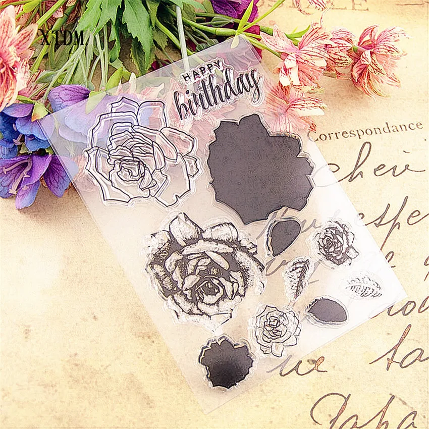 Горячая Распродажа день рождения flrower прозрачные штампы/Силиконовые пломбы