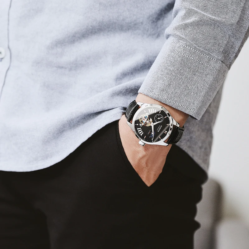 Роскошные мужские механические часы топового бренда Tourbillon Скелет