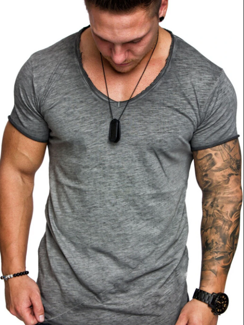 SLOUPPG 2019 Новая мода футболка хлопок Узкий крой на лето мужские сплошная