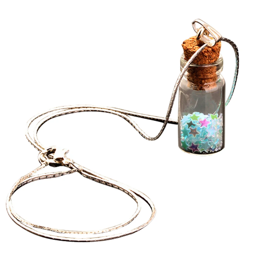 Ожерелье с подвеской в виде стеклянной бутылки красивая серебряная цепь