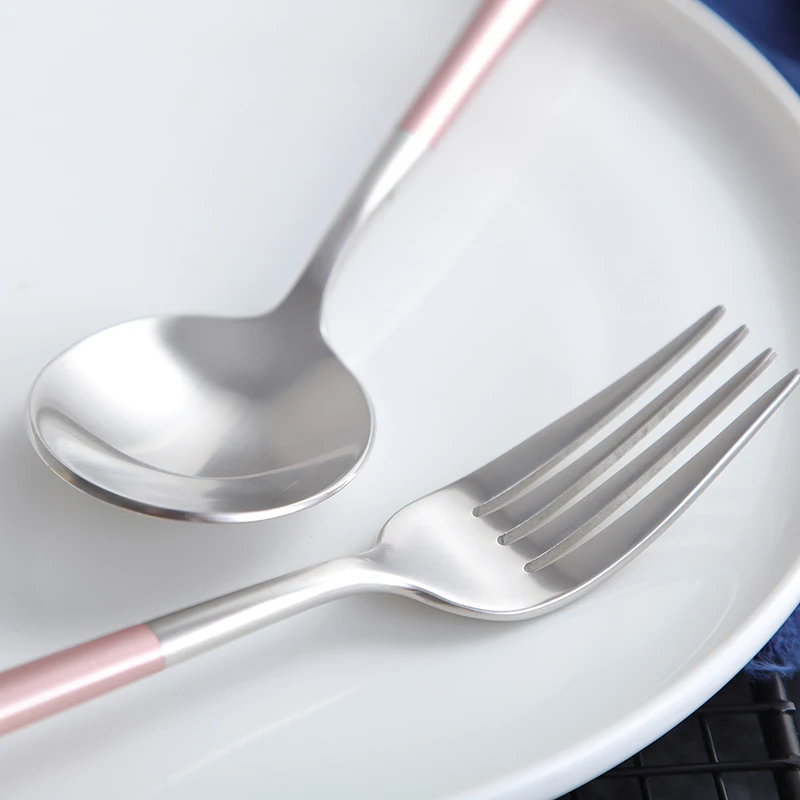 Корейские розовые золотые свадебные палочки для еды набор ложек из нержавеющей