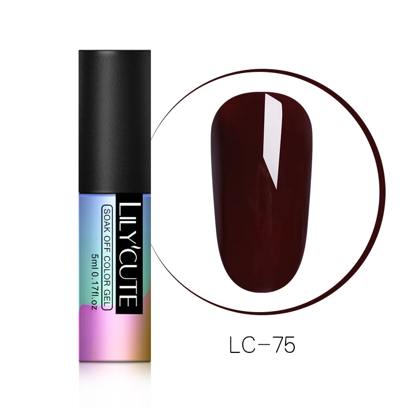 LC75 LILYCUTE 5 мл Гель-лак для ногтей красная серия Гель длительное замачивание уф-Гель-лак Блестящий Гель-лак для ногтей светодиодный чистый цветной гель для ногтей - Цвет: LC75