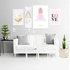 Скандинавская Картина на холсте, розовый ананас, любовь, постер, принт, картина, настенная живопись, гостиная, спальня, домашний декор, постер