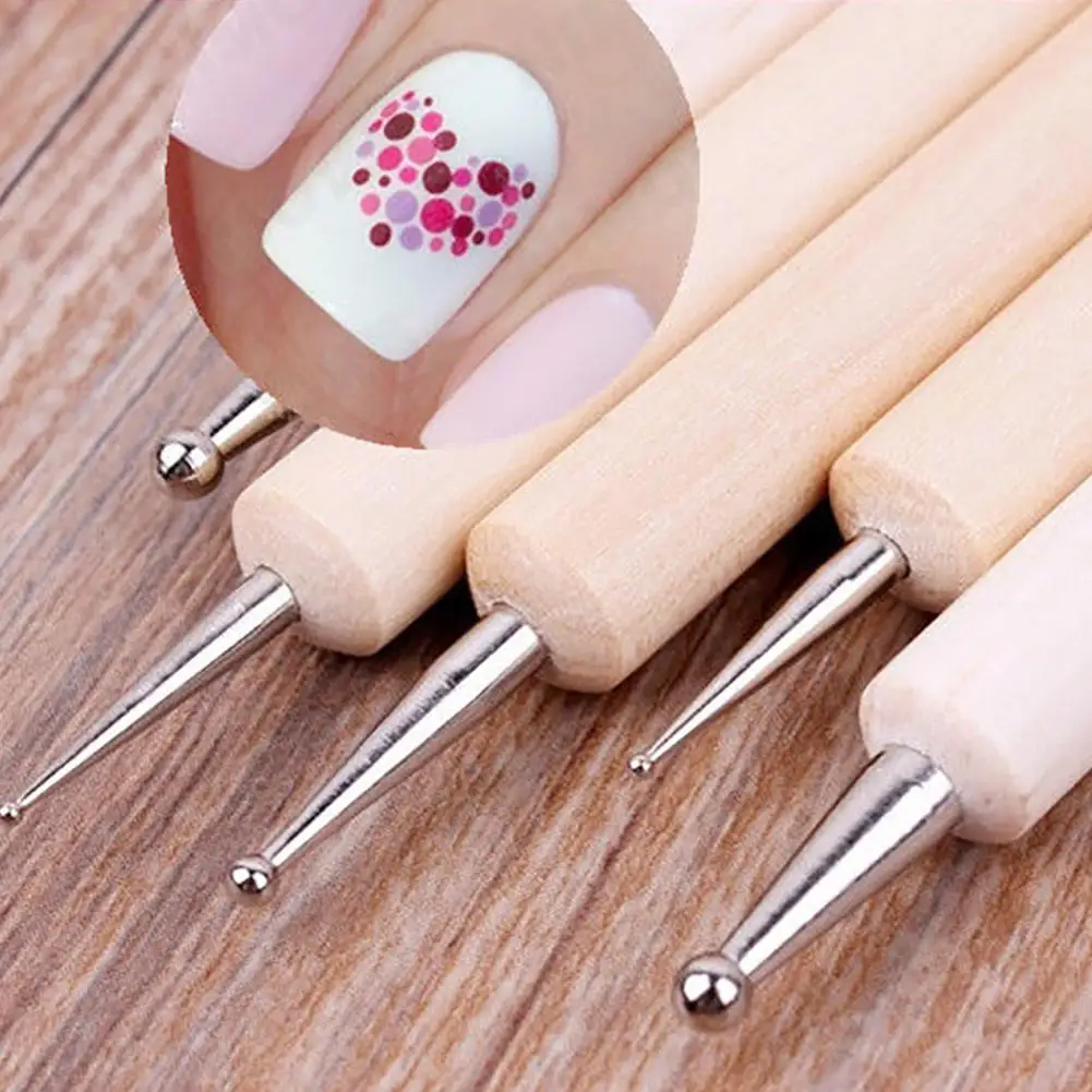 5 шт./компл. Pro 2 Way деревянный дизайн ногтей Dotting Dot Pen живопись DIY Инструменты для