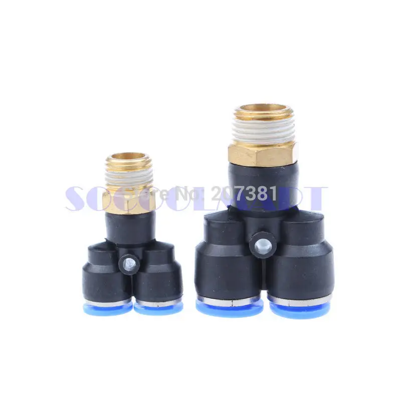 free shipping 2Pcs Air Pneumatic 1/4&quot PT to 8mm Y Shaped Push in Connectors Quick Fittings |