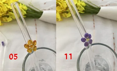 1 шт. ручная работа цветок стеклянная соломинка для коктейлей экологически чистые бытовые многоразовые стеклянные соломинки согнуты для смузи чайный сок, кофе