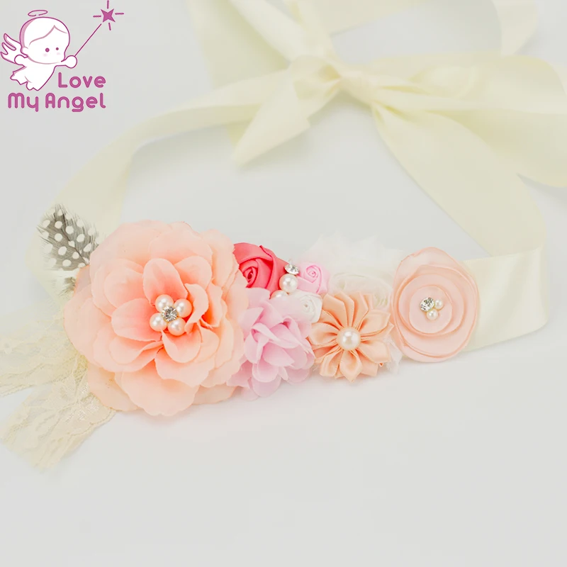 10 шт./лот винтажный коралловый персиковый свадебный пояс с цветами для девушки