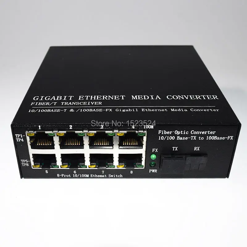 2 шт. 1 пара 10/100 м 8 RJ45 SC одномодовый волоконно оптический медиаконвертер 25 км для HD