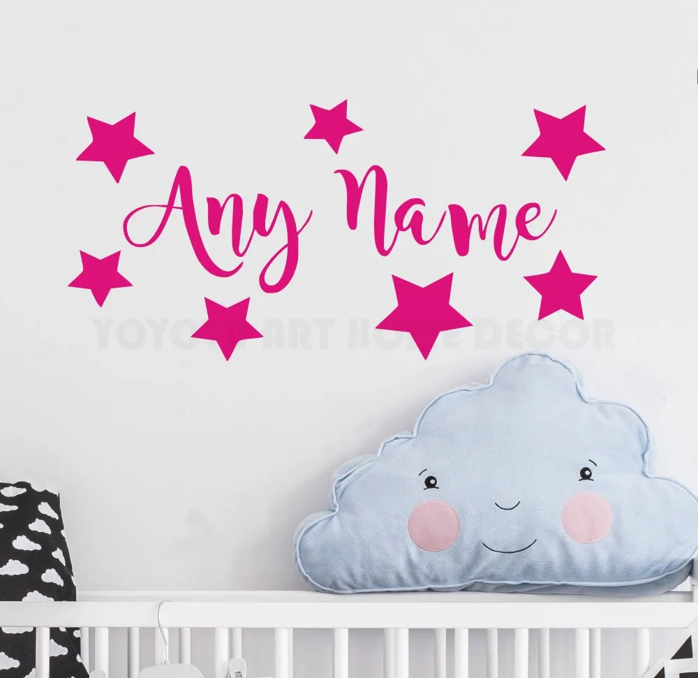 

Personalized Any Name Wall Sticker Art Stars Name Wall Decal Kids Bedroom Sticker Vinyl Nursery Room Children Wall Mural AY1171