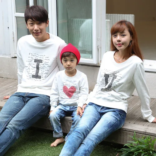 2019 футболка для мамы папы и ребенка в Северной Корее весенние модные хлопковые