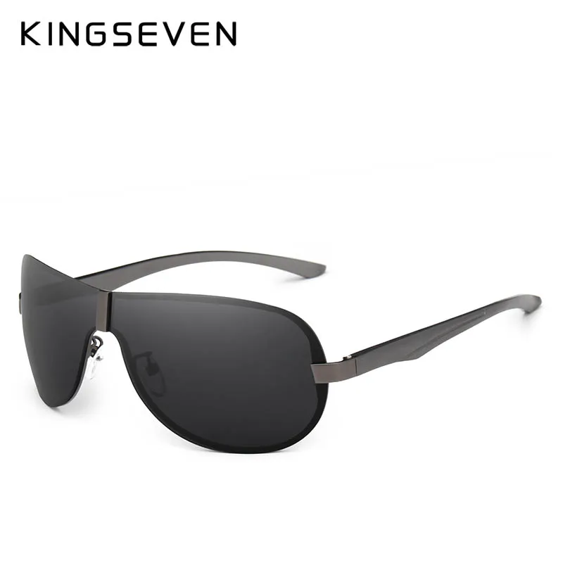 KINGSEVEN Роскошные брендовые дизайнерские поляризованные солнцезащитные очки мужские алюминиевые Большие зеркальные линзы солнцезащитные очки мужские защитные очки Oculos - Цвет линз: C02 GUN GRAY