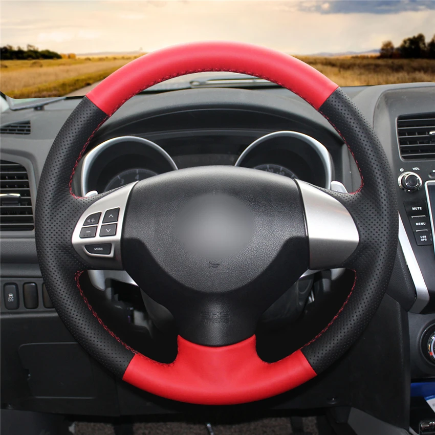 MEWANT черный красный кожаный чехол руль для Mitsubishi Lancer X 10 2007 2015 Outlander 2006 2013 ASX 2010 Colt