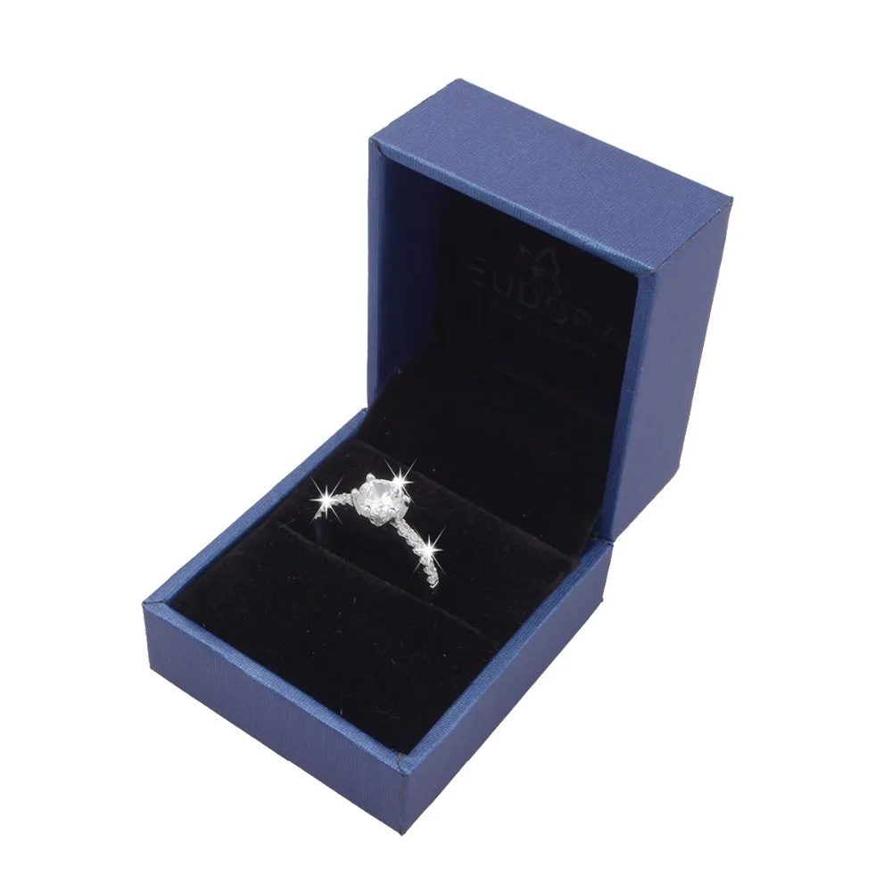 

EUDORA Crystal Rings Nice AAA CZ Round Classic Round Wedding Bands Ring Wedding Engagement Women Jewelry Anniversary girl Gift