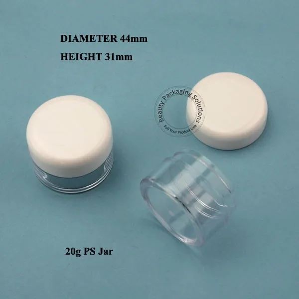 30 шт./лот реклама 20 мл PS пластиковая банка для крема белая крышка тени век