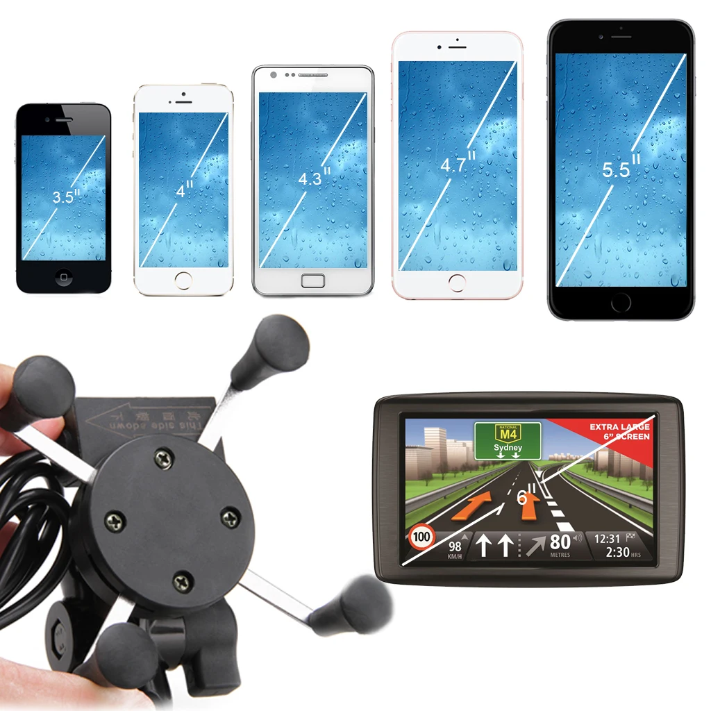X Grip CS 328 универсальный мотоцикл горе Зажим сотовый телефон владельца USB Зарядное