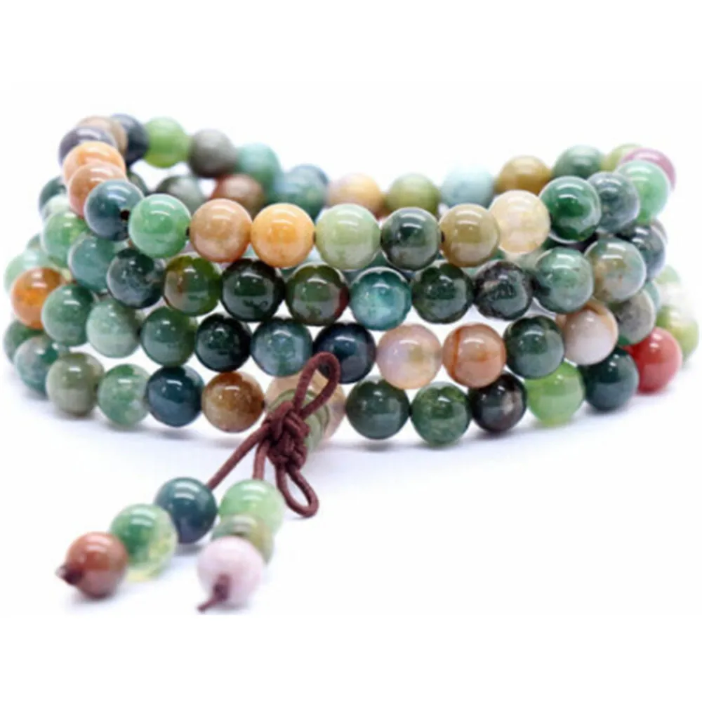 

Dropship Natural 6mm India Green Onyx 108 Bracelet Buddhist Prayer Beads 108 Mala Yoga Healing Necklace for Fashion Men or Women