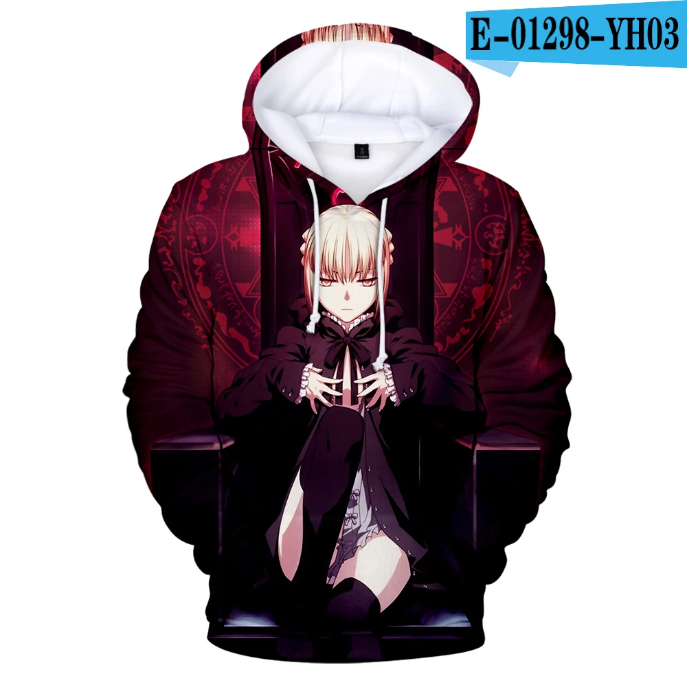 Черный Новая мода Fate Stay Night Толстовка для мужчин/женщин Kawaii Аниме толстовки уличная печать Fate Stay Night Пуловеры Одежда - Цвет: Черный