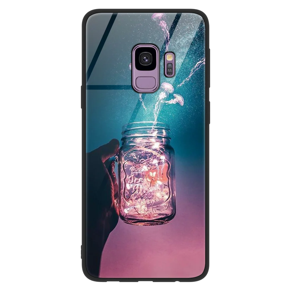 Защитная пленка из закаленного стекла чехол для samsung Galaxy A50 S8 S9 Plus Note 9 A7 A8 A6 J4 Plus A6S M10 M20 J7 Prime Мягкий ТПУ стакана воды чехол