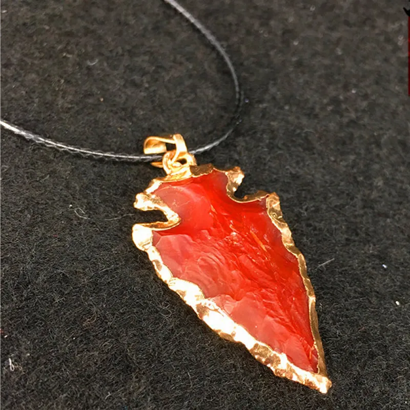 Подвеска из черного обсидиана ожерелье Нерегулярные Arrowhead точка исцеления натуральные Агаты Радуга Кварцевый камень подвески для Для женщин Для мужчин