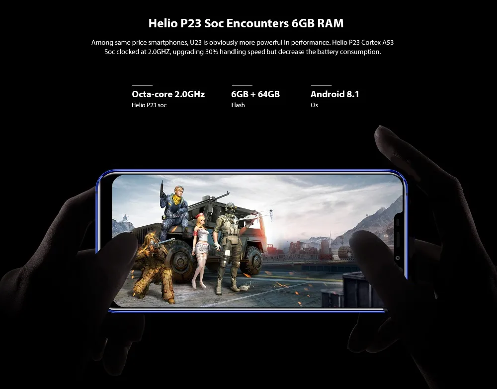 OUKITEL U23 6 18 "дисплей с зазубриной Android 8 1 мобильный телефон Mtk6763t Helio P23