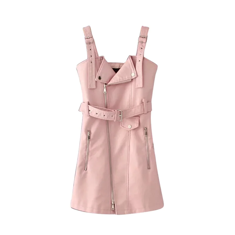 Женское байкерское платье из искусственной кожи Осеннее облегающее красивое с