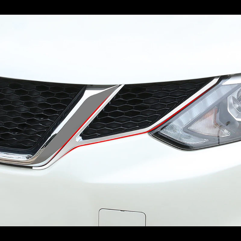 Для Nissan Qashqai J11 2014 2018 Хром Передняя решетка сетки гриль головной светильник абажур