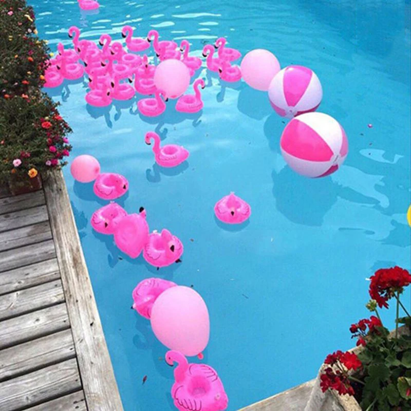 Air Mattresses for Cup Inflatable Flamingo Drinks Cup Holder Pool Floats Bar Coasters Floatation Devices Pink