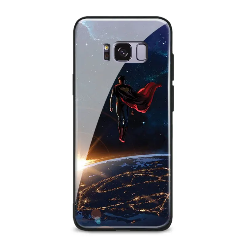 AE 1541 Символ Супермена DC закаленное стекло Мягкий силиконовый чехол для телефона samsung Galaxy S7 Edge S8 S9 S10e S10 Plus Note 8 9 10 PLUS - Цвет: AE 1541