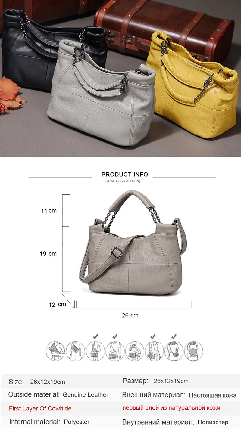 Pyaterochka Ladies Real Leather Handbags Patchwork Bucket Solid Luxury Crossbody Bag Fashion Women High Quality Small Totes