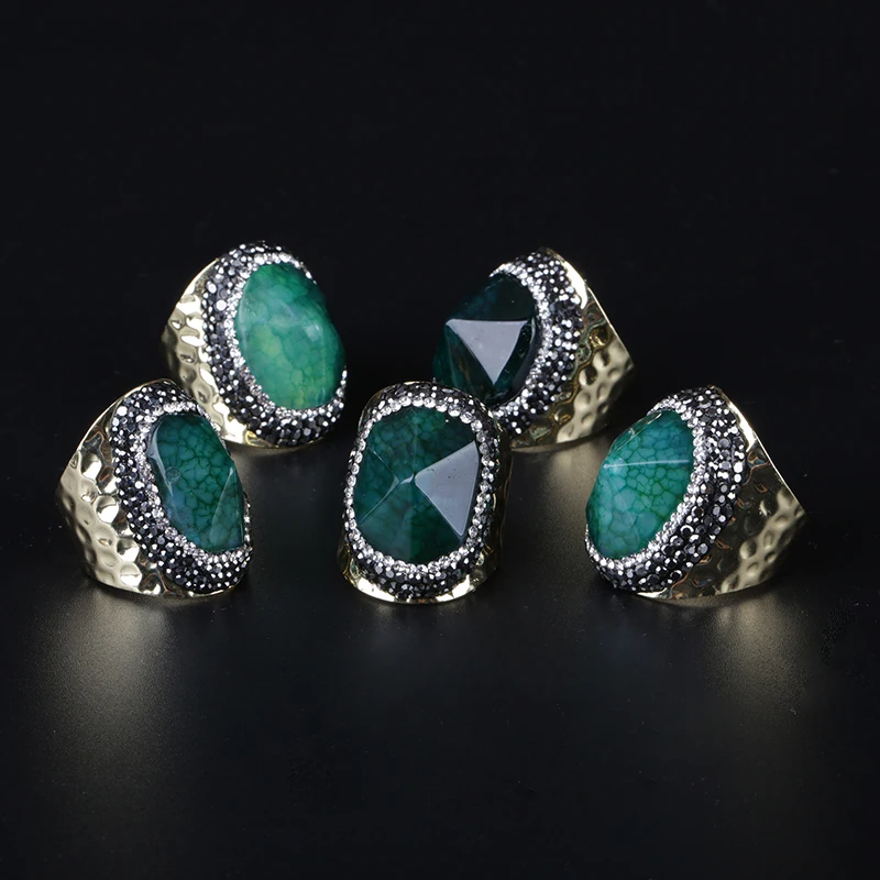 Разноцветные Очаровательные золотые широкие кольца из натурального