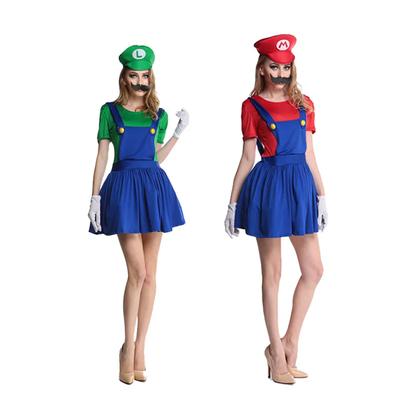 Семейный костюм супер Мэри Марио Костюмы на Хэллоуин для взрослых и детей