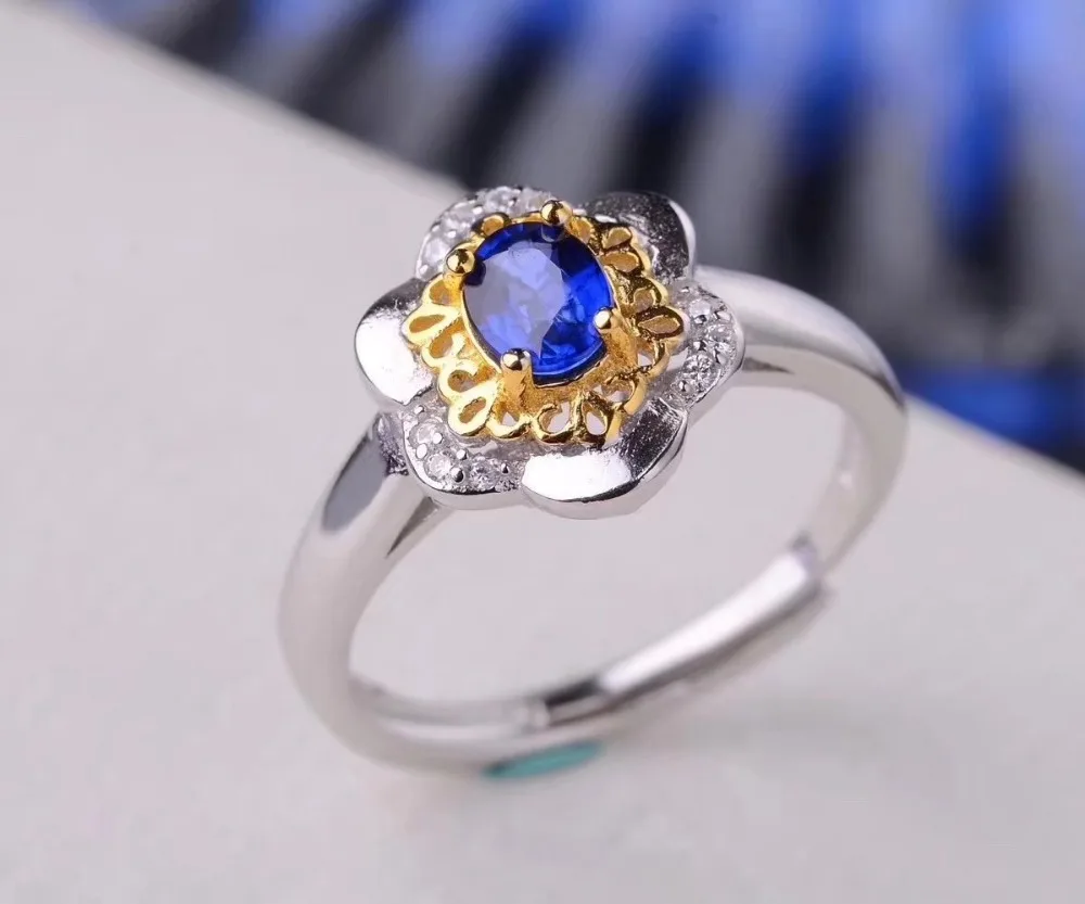 Верность Натуральный 5*7 мм Сапфир с Шри Ланки s925 стерлингового серебра