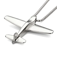 stainless steel aircraft pendants popcorn chains fashion men personality hiphop airplane necklaces jewelry gifts wholesale