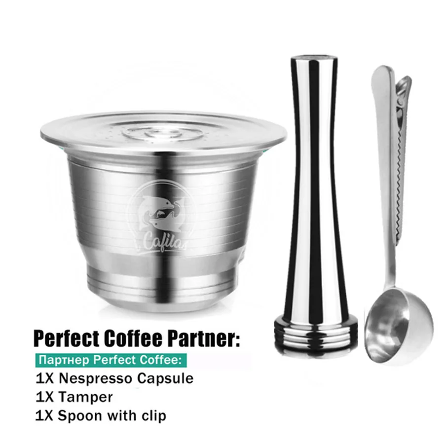 Нержавеющая Сталь Nespresso Кофе фильтр многоразовые капсулы нержавеющей тампер