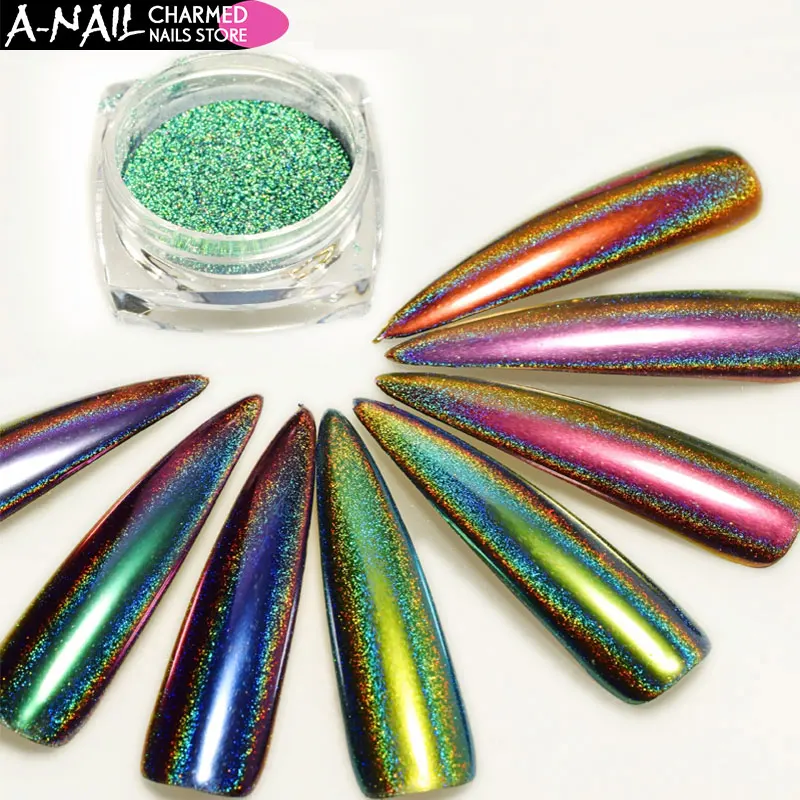 A NAIL 12 коробок/набор цветов голографический Павлин хром пигмент хамелеон лак для