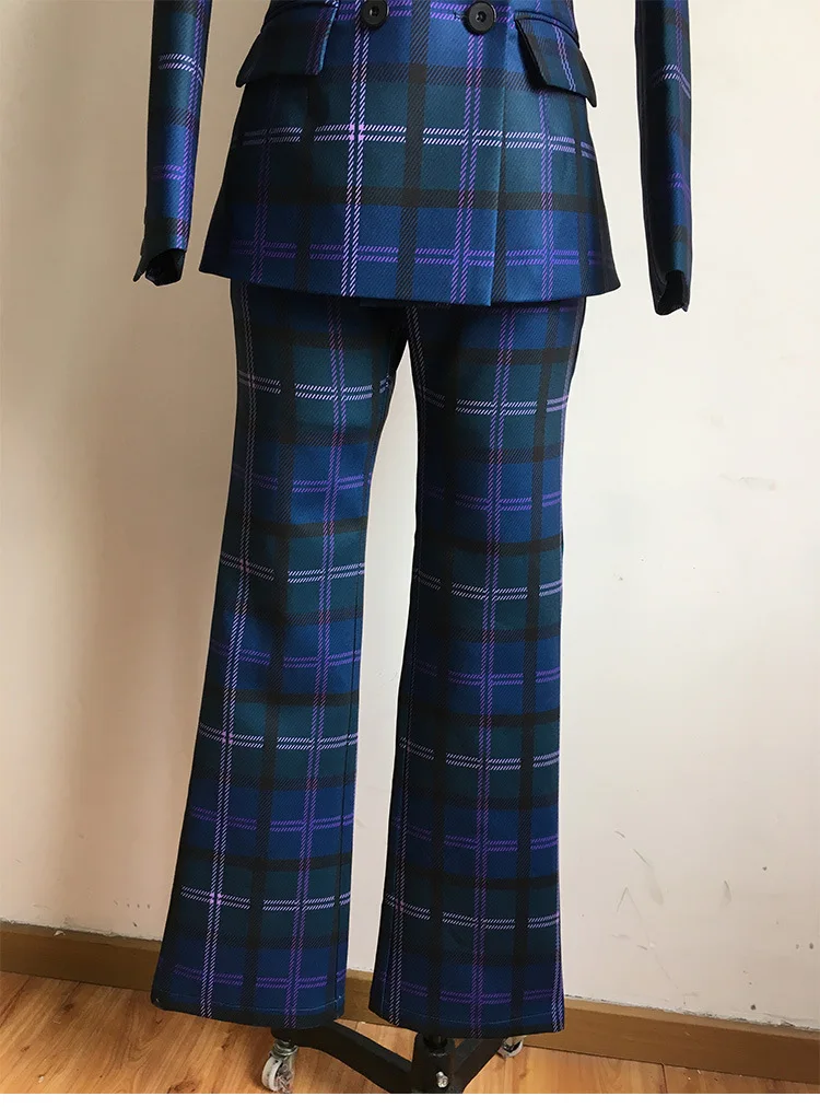 Женский брючный костюм в клетку Модный облегающий из двух предметов британском