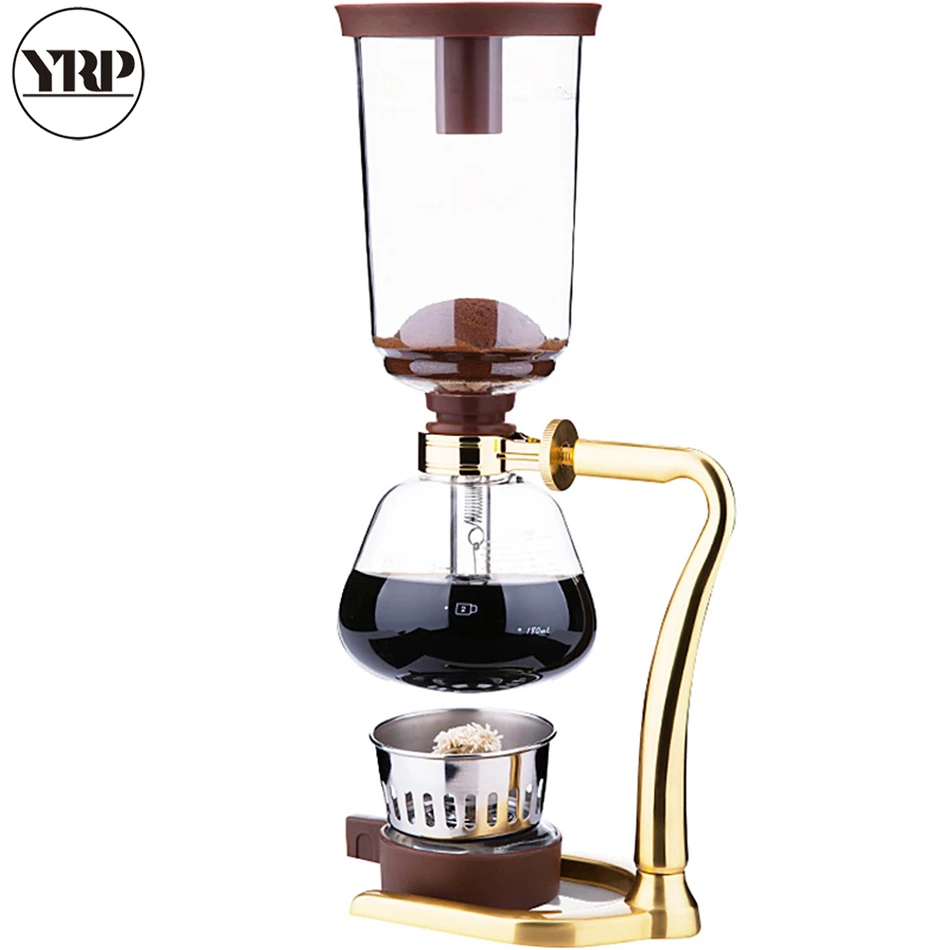 YRP Japanese Style Coffee Syphon Pot 3 cups Coffee Siphon Kettle Heat-Resistant Glass Drip Vacuum Filter Coffee Maker Percolator