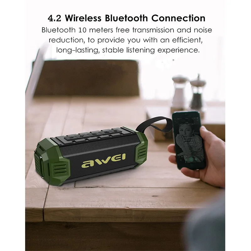 Awei Y280 4000 мАч Внешний аккумулятор NFC Беспроводной Bluetooth 4,2 динамик бас fm-радио водонепроницаемый открытый динамик без рук