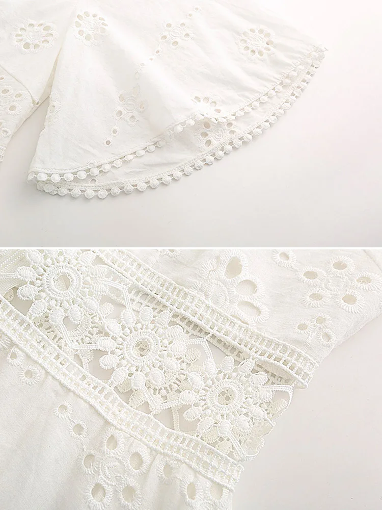 

yinlinhe Hollow Out sexy White Dress Women Short Sleeve backless Summer Dress 2019 cotton Loose Transparent Party Vestido 1062