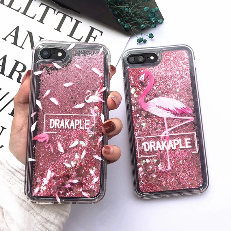 Чехол для iPhone 8 с милым розовым сердцем и жидким корпусом 6 6S 7 Plus X XS XR MAX чехол