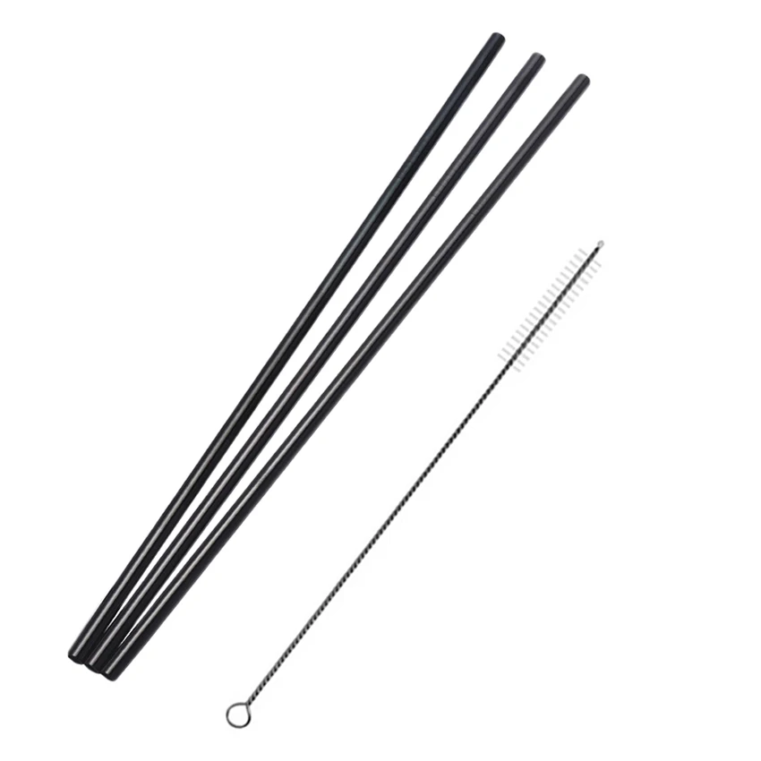U-Black 4pc 2/4/8 шт. Многоразовые соломинкой Высокое качество 304 Нержавеющая сталь металлическая соломинка с чистящая щетка для кружек 20/30 унций - Цвет: U-Black 4pc