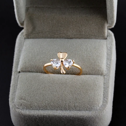 Бесплатная доставка элегантных Four Leaf Clover обручальное кольцо e-Shine ювелирные