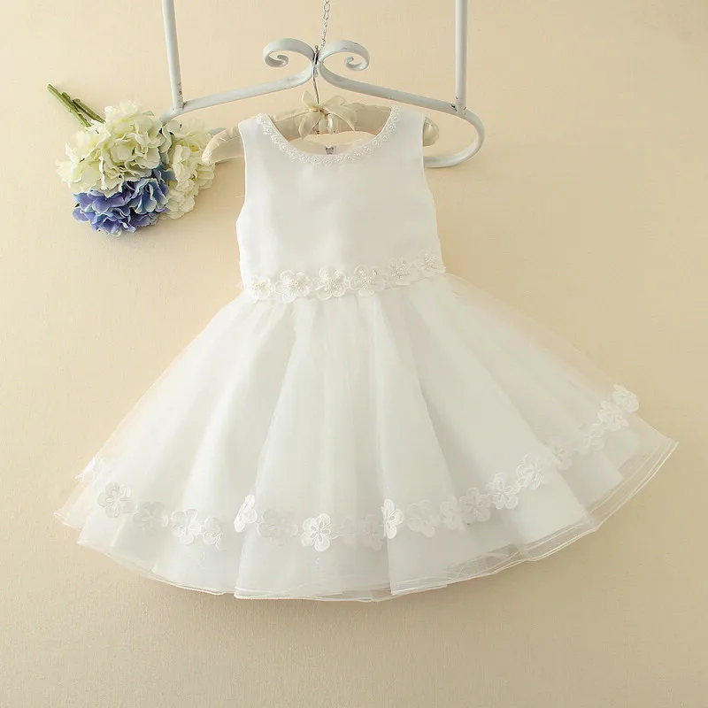 2017 праздничное белое Платье для маленьких девочек нарядное бальное платье