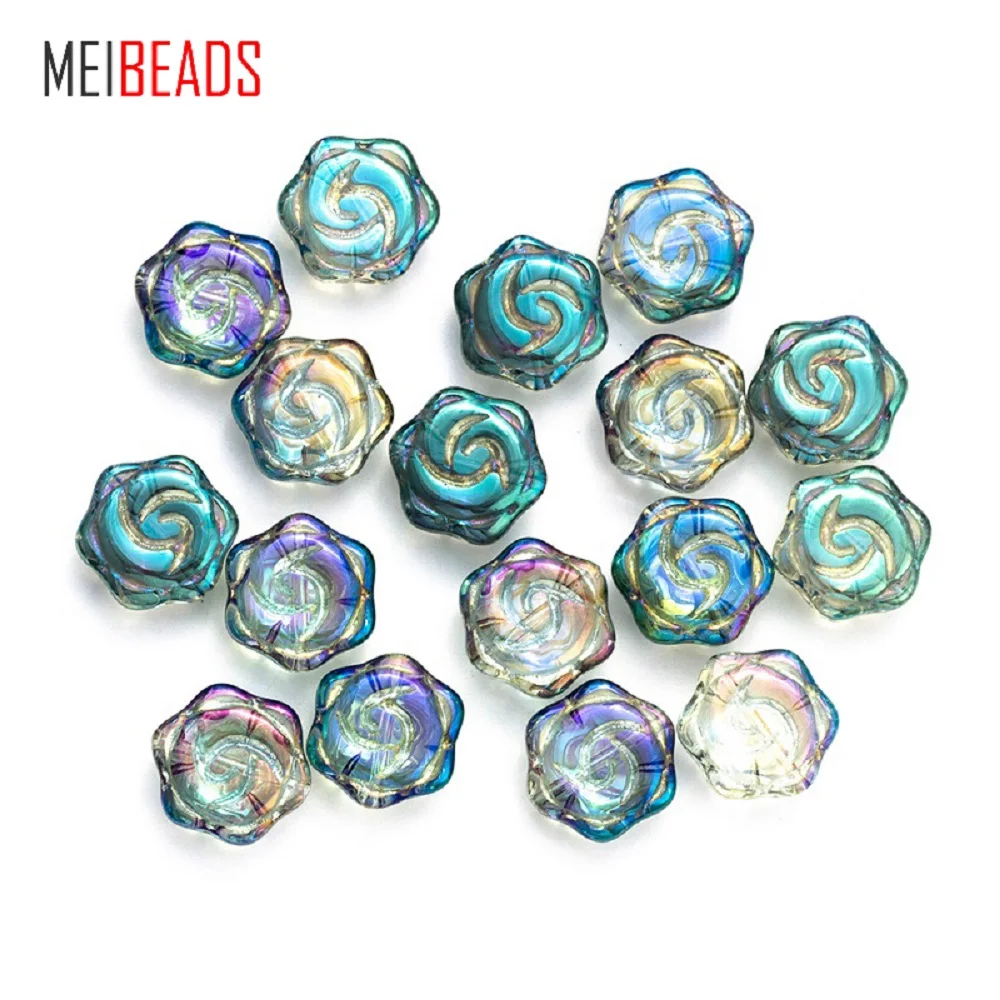 MEIBEADS 20 шт./лот 15 мм красочные хрустальные бусины в форме цветка сливы для
