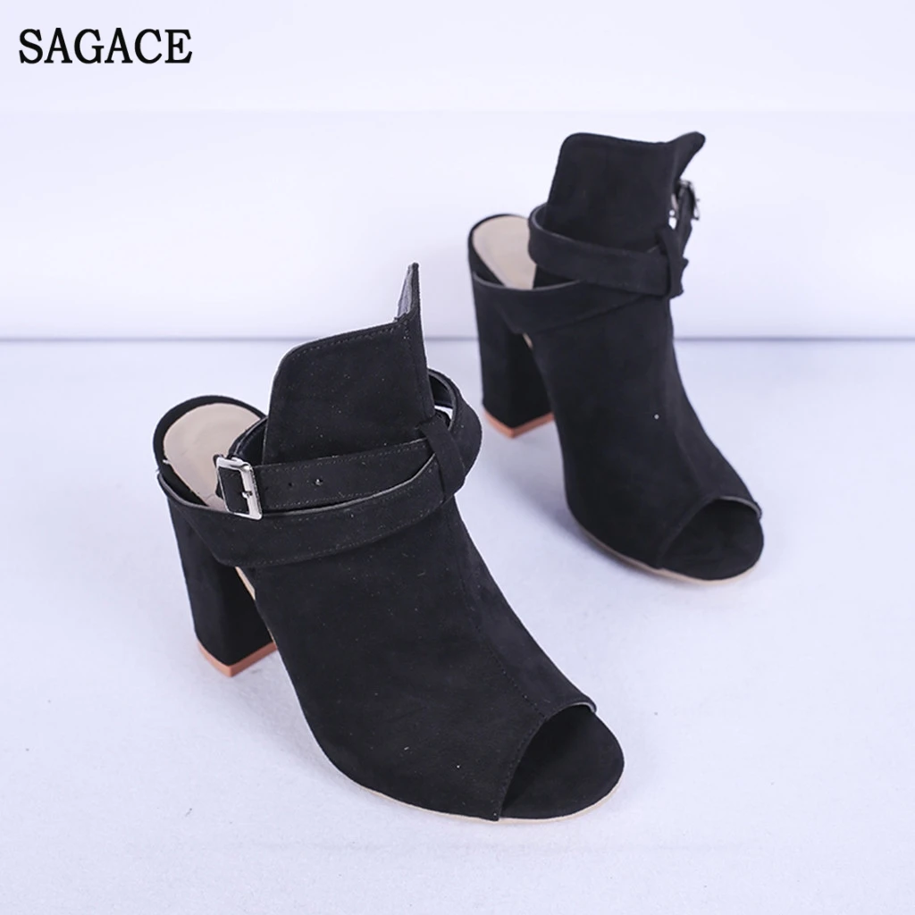 SAGACE на очень высоком каблуке Женские туфли с открытым носком квадратном женские