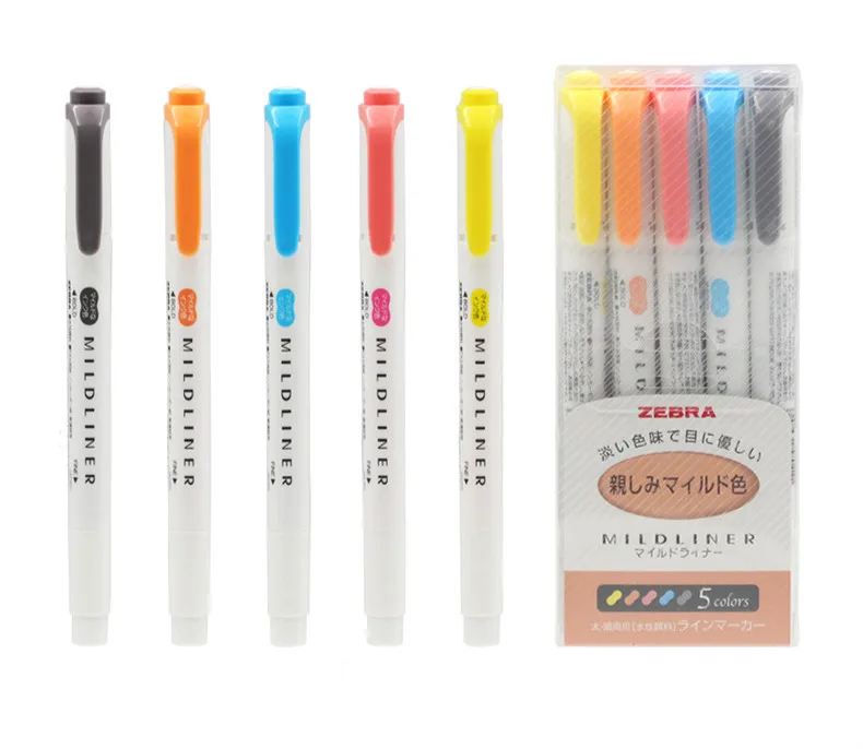 5 Colors B Японский Zebra Mildliner Light с двойной головкой WKT7 художественный маркер авторучка школа хайлайтер живопись Канцтовары пуля журнал поставок - Цвет: 5 Colors B