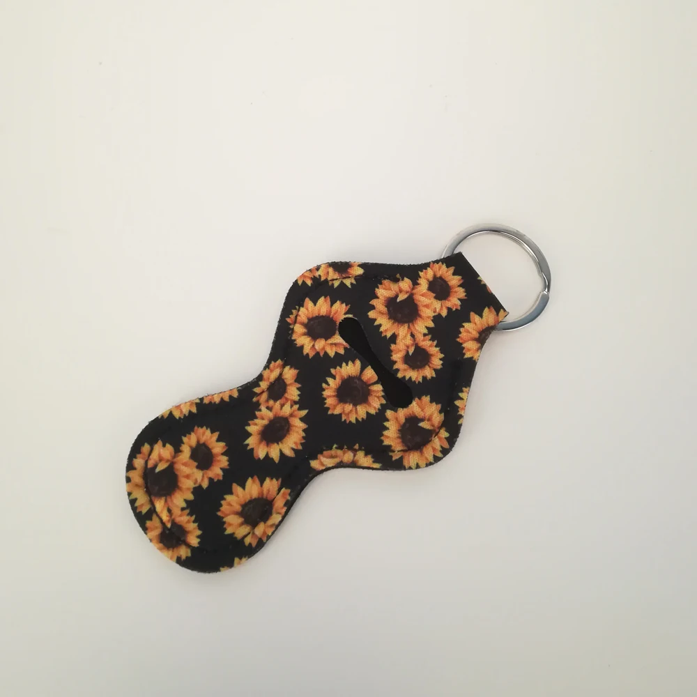 

Sunflower Neoprene Chapstick Holder Wholesale Blanks Flower Keychain Bag Charmer Floral Chapstick Wrap DOMIL106