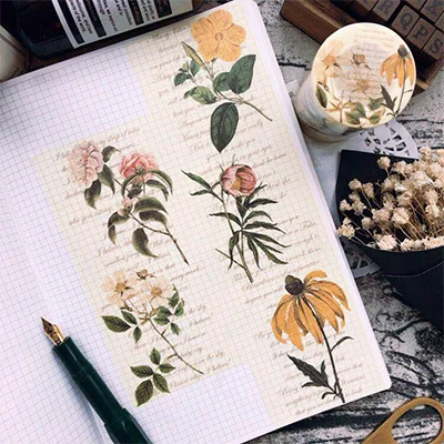6 см* 7 м Винтажные Цветы и птицы васи ленты DIY украшения Скрапбукинг планировщик Маскировочная лента клейкая лента kawaii канцелярские принадлежности - Цвет: 02